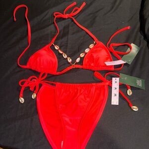Wild Fable Red Bikini with Shell Details